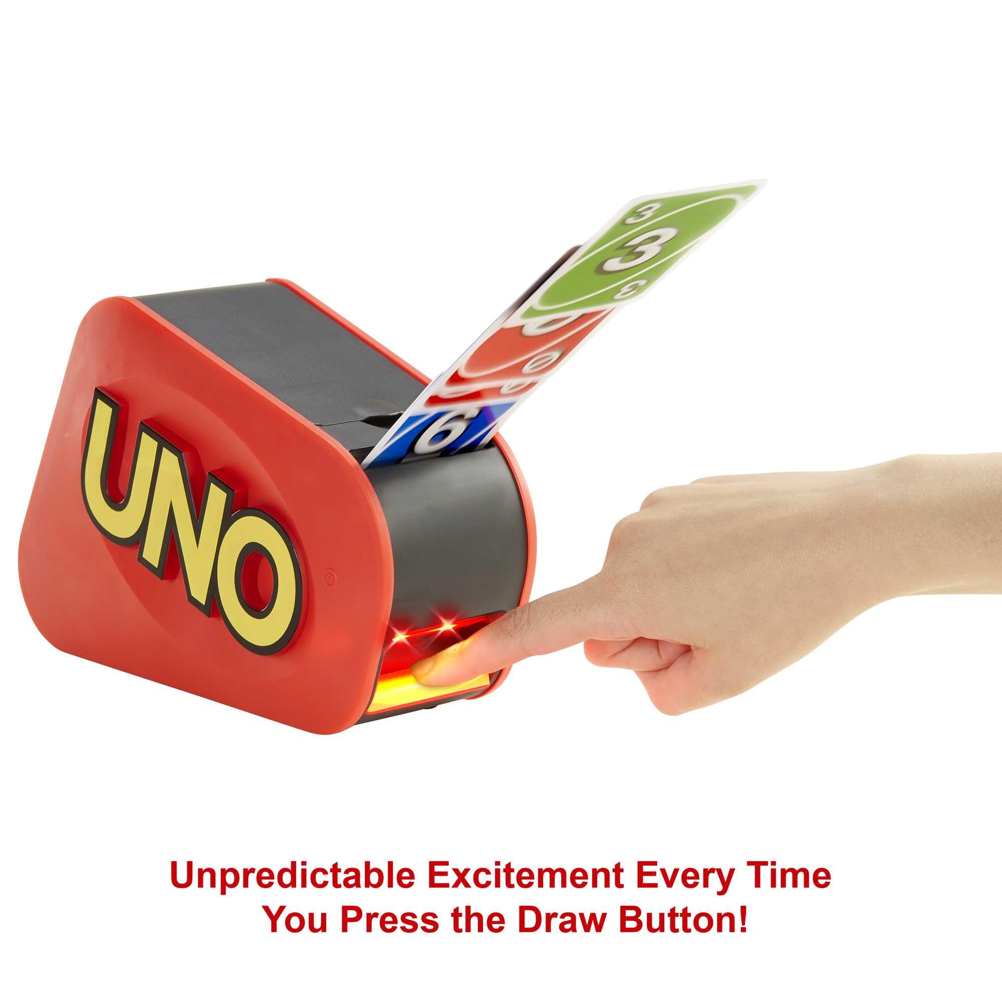 UNO Extreme Kartenspiel mit Zufallsaktionswerfer, Lichtern und Geräuschen, 112 Karten 5