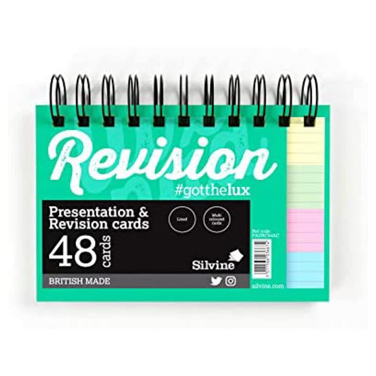 Silvine Luxpad Revision A6 Flash Cards - Lined, 48 Cards, Assorted Colours