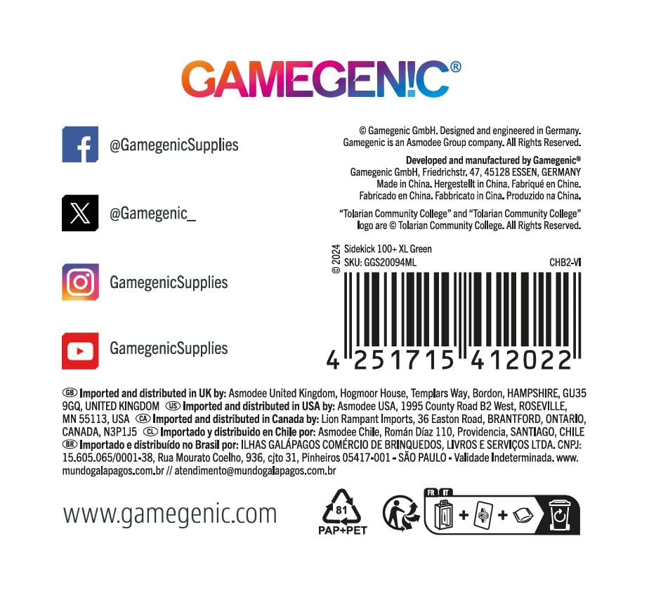 Gamegenic Sidekick 100+ XL-Kartenaufbewahrungsbox – für 100 doppelseitig gesleevte Karten, grün 6