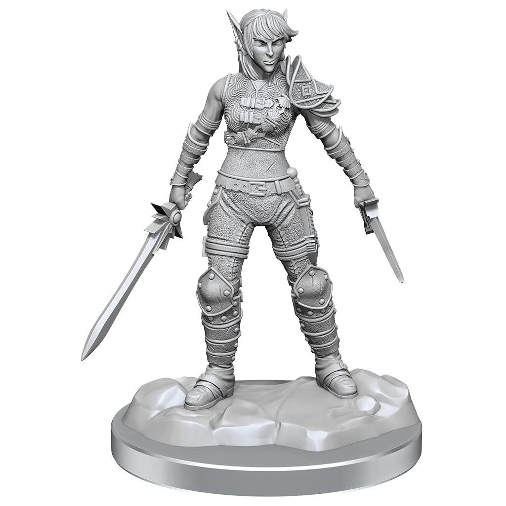 WizKids Nolzur's Marvelous Miniatures: Elf Rogue & Half-Elf Rogue Proté | 2 Unpainted Miniatures | Plastic