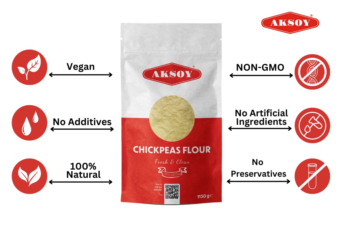 AKSOY Chickpeas Flour - Natural & Nutritious Garbanzo Bean Flour | 1.15 kg 7
