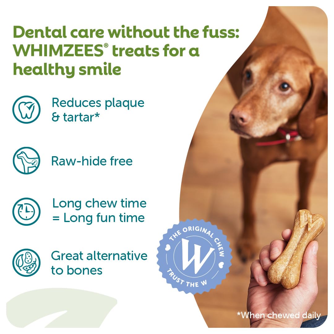 WHIMZEES Rice Bone Dental Sticks - Medium/Large Dogs (9 Count) | Grain Free, Vegetarian, Rawhide-Free