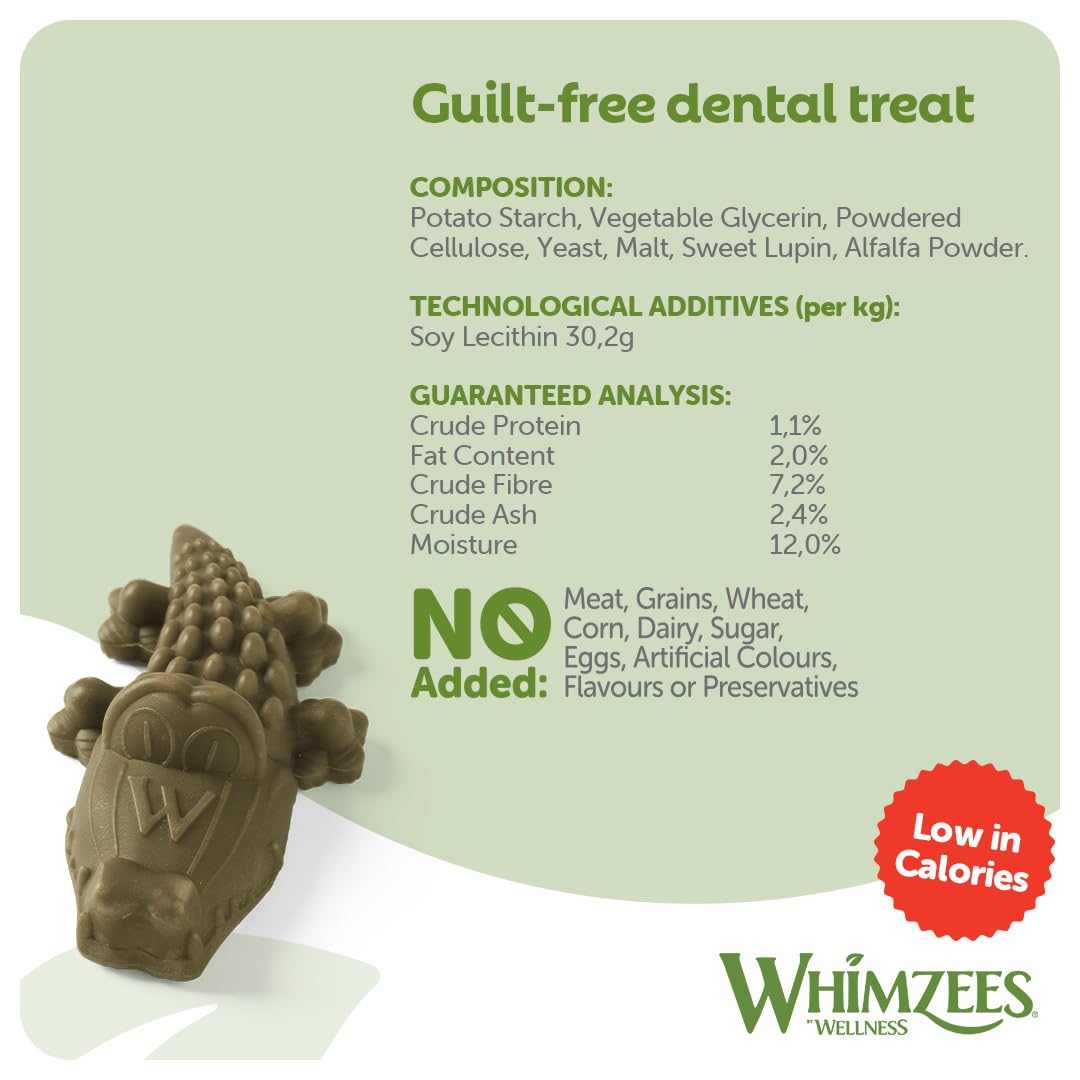 WHIMZEES Alligator Dental Sticks for Small Dogs (7-12kg) - 24 Count | Reduces Plaque by 80% | Vegetarian 3