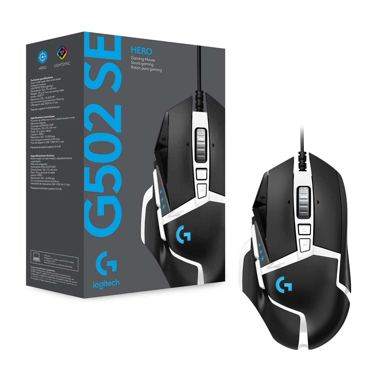 Logitech G502 HERO 25K Gaming-Maus Sonderedition – Schwarz &amp; Weiß 8