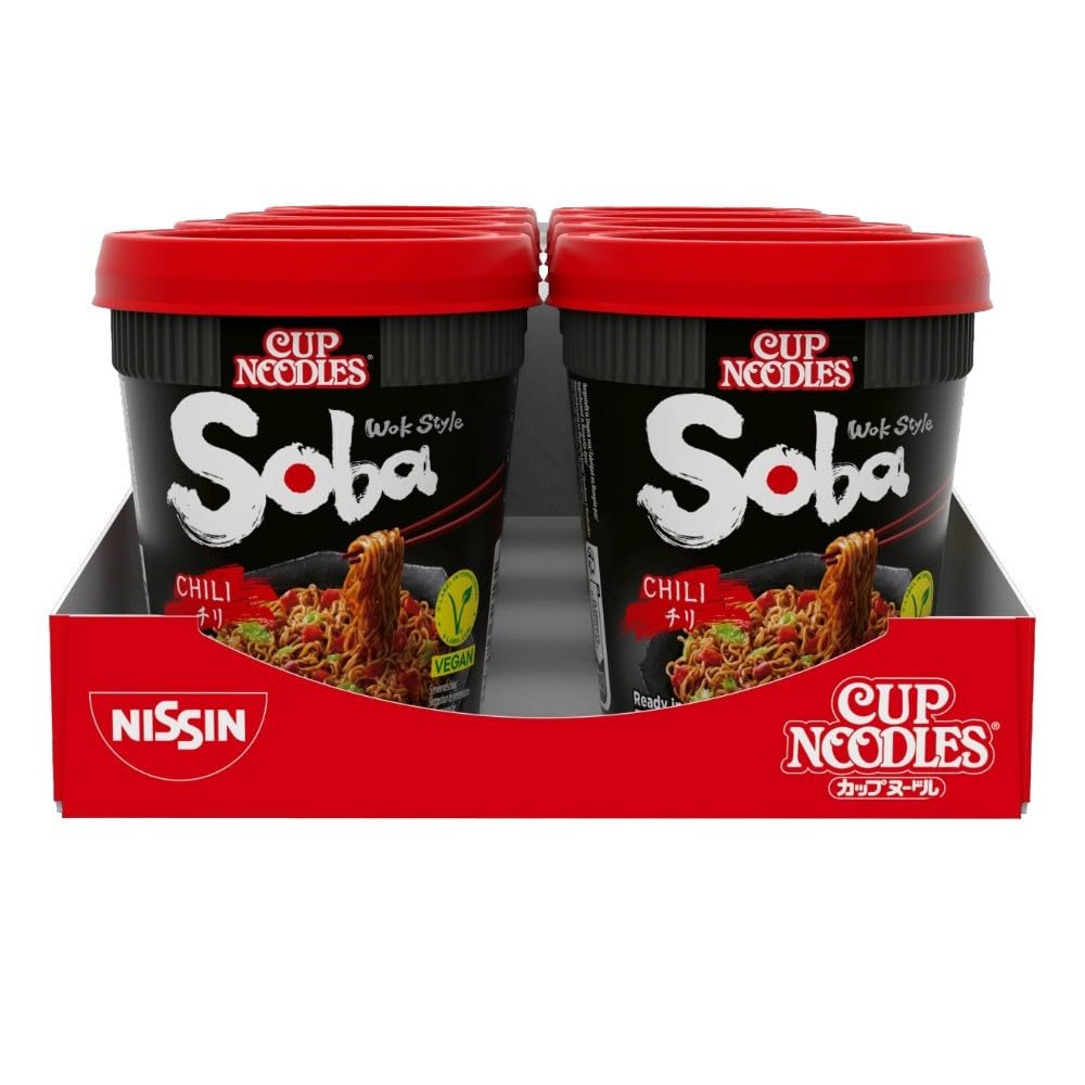NISSIN Cup Noodles Soba Wok Style Chilli Flavoured Instant Noodles, 92 g, Pack of 8 3