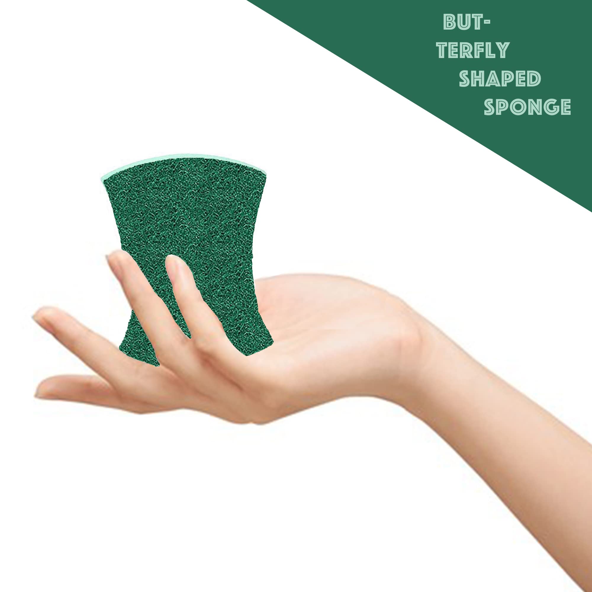 HomeSmith Heavy Duty Butterfly Washing Up Sponge Scourers - Pack of 4 | Dual-Sided Scrubbing | Yellow & Blue 8