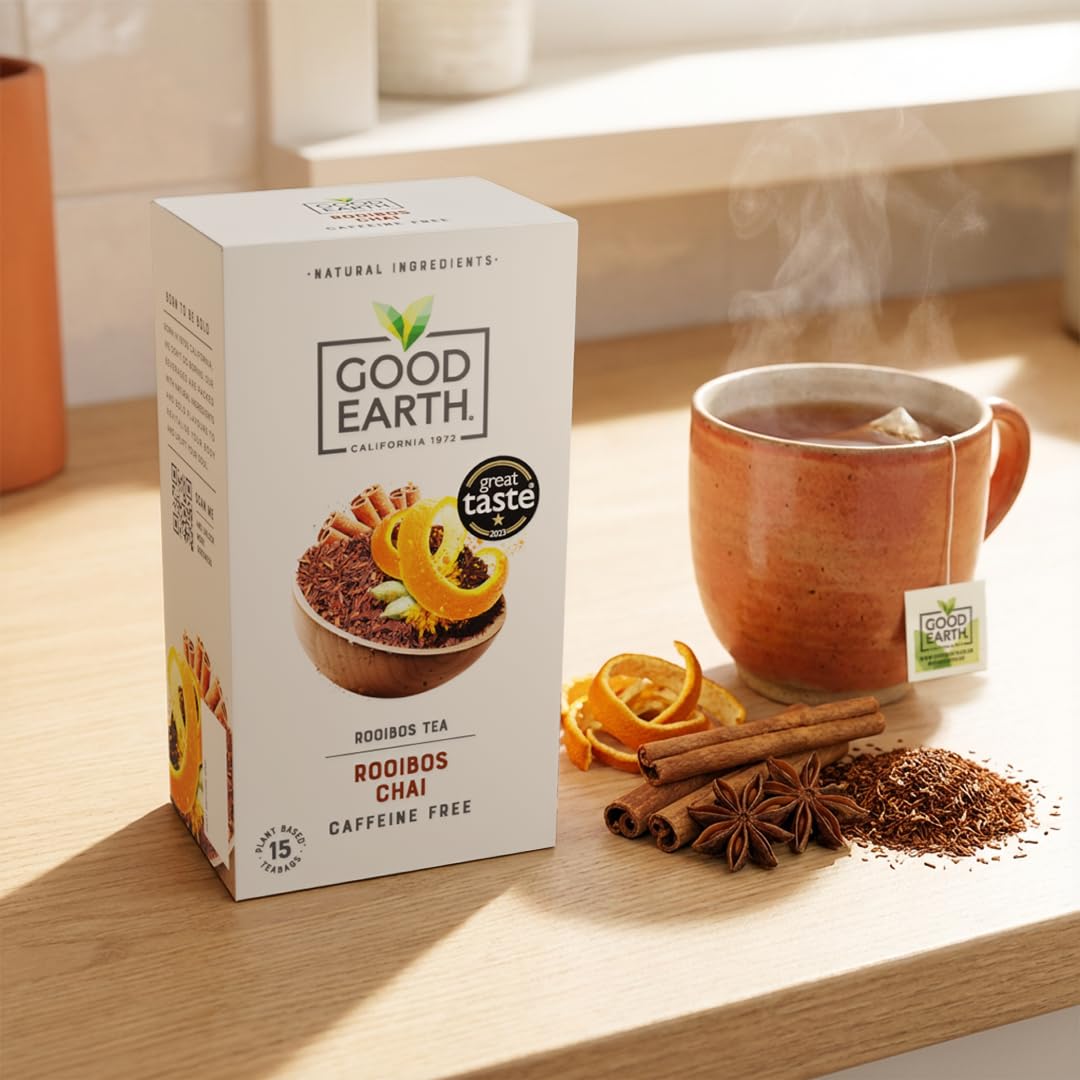 Good Earth Tea Co. Rooibos Chai Tea Bags - Naturally Caffeine Free, Spiced Blend | 15 Count 4