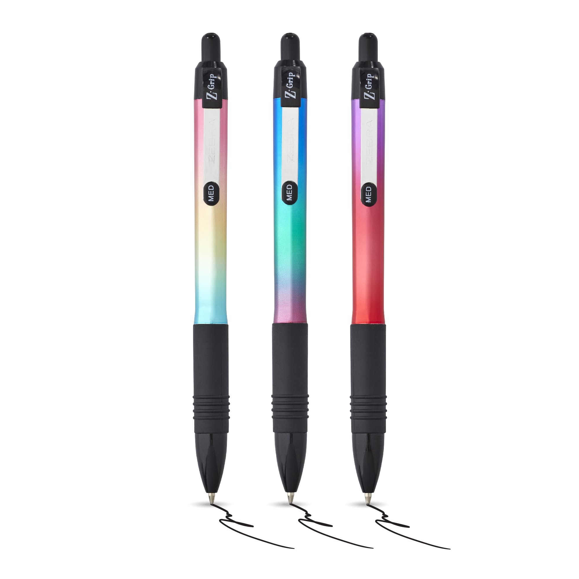 Zebra Pen Z-GRIP Smooth Elegance Metallic Ballpoint Pens - Black Ink, 1.0mm Medium Point, 3 Pack 2
