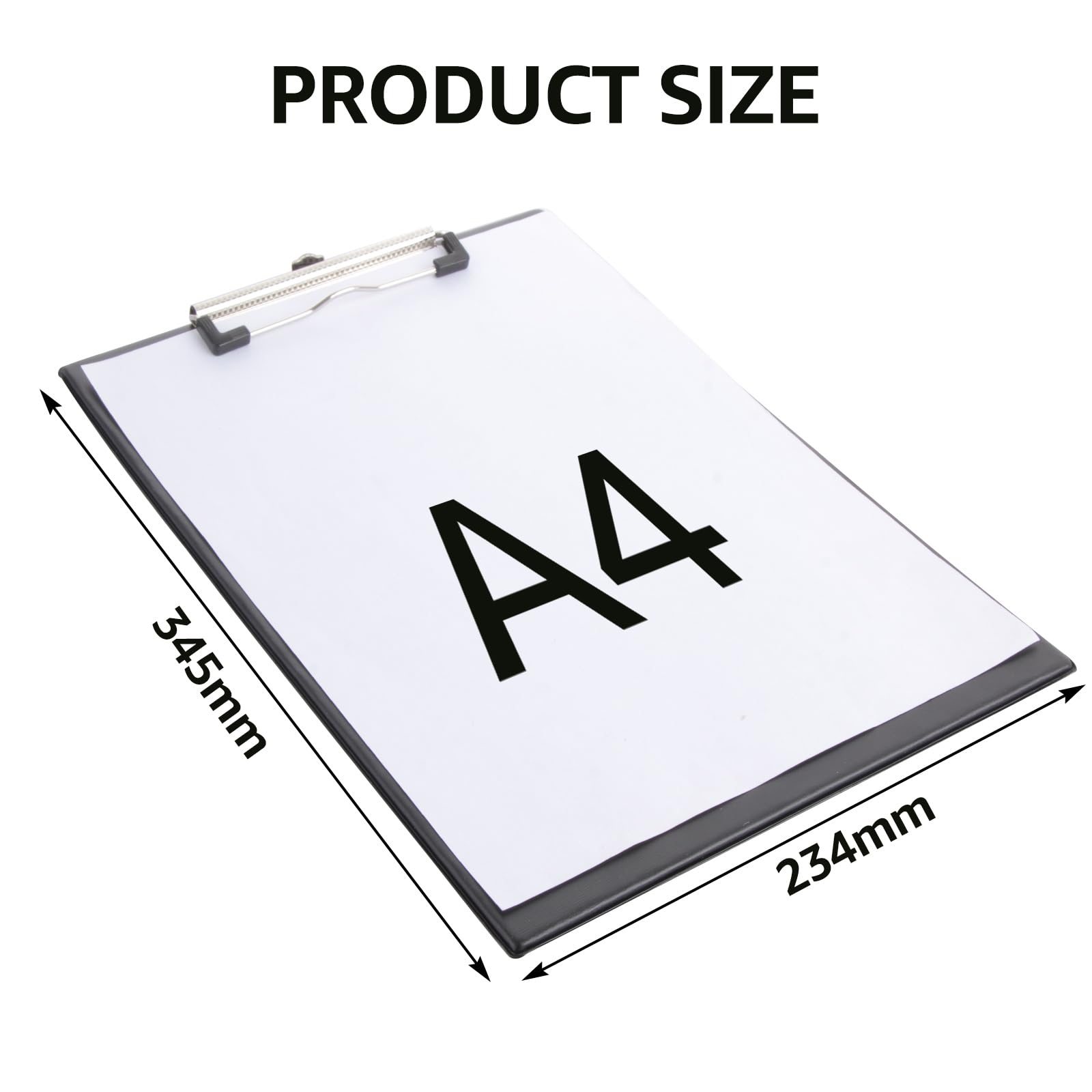 ASelected 4 Pack A4 Plastic Clipboards with Low-Profile Metal Clip | Holds 50 Sheets