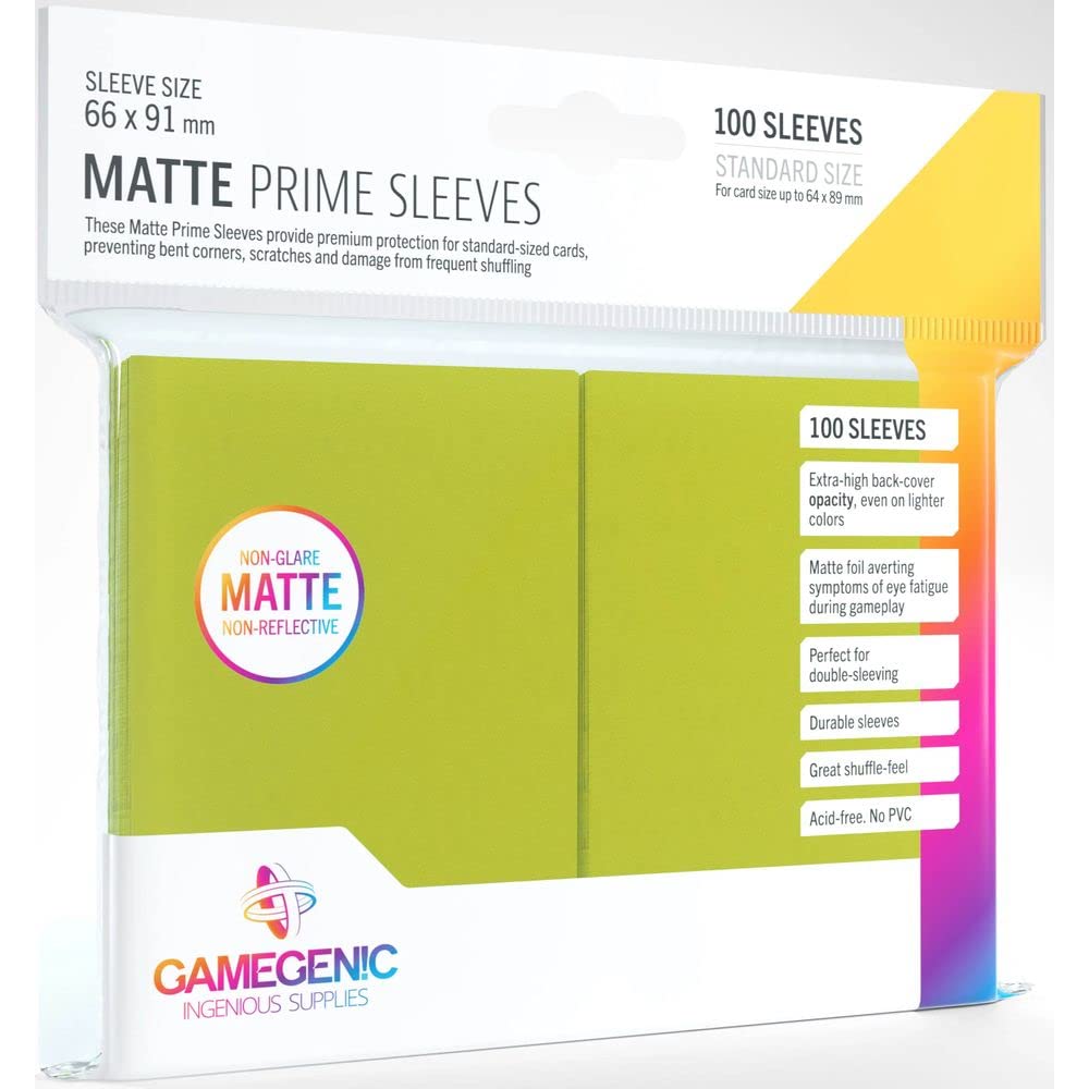 Gamegenic Matte Prime Sleeves - Durable Protection | Lime Color | 100 Pack