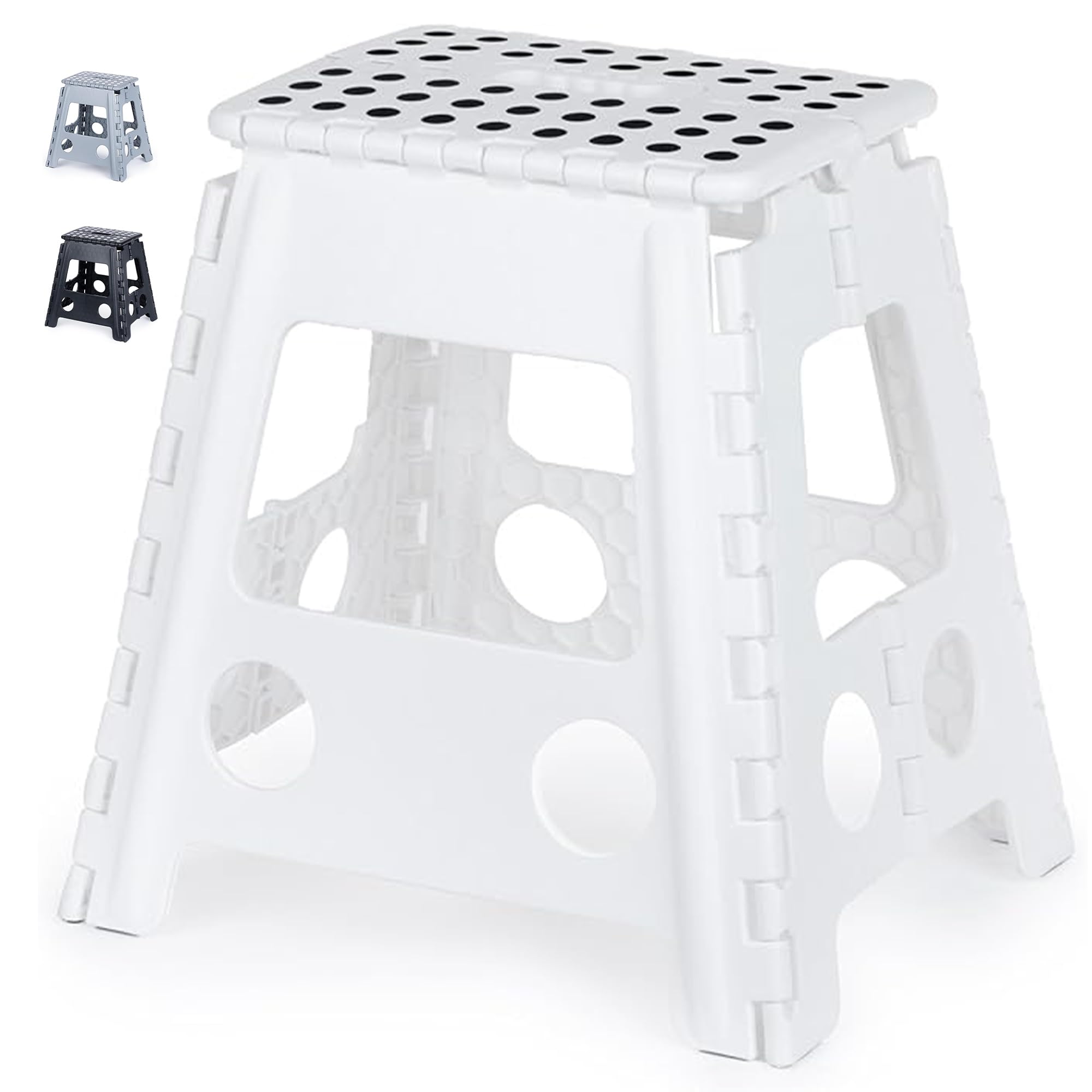 LIVIVO 2-Step Folding Step Stool - 150kg Capacity | Lightweight Polypropylene | White