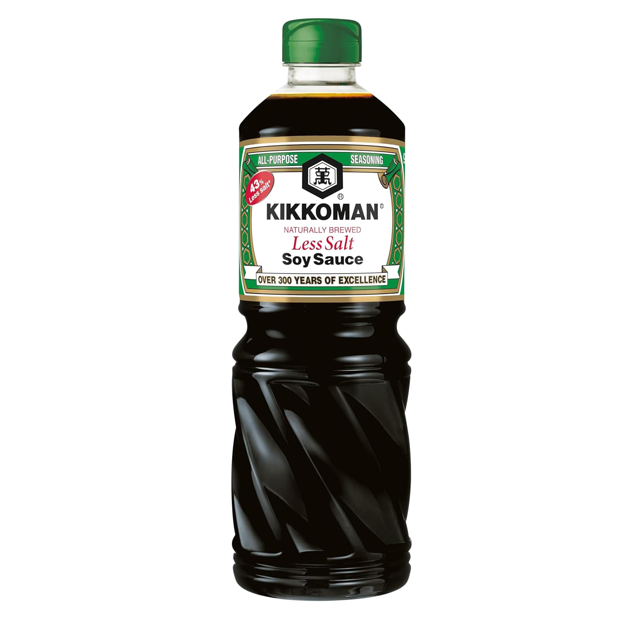 Kikkoman Naturally Brewed Less Salt Soy Sauce - 43% Less Salt | 975 ml