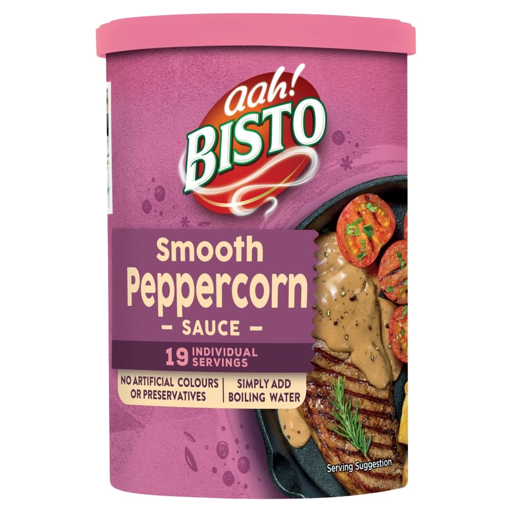 Bisto Deliciously Smooth Peppercorn Sauce Mix - Creamy Texture | Vegetarian Friendly | 170 g Drum
