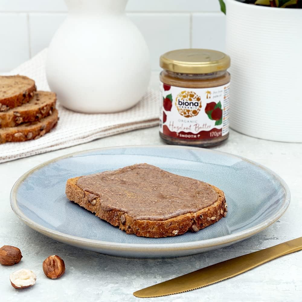 Biona Organic Hazelnut Butter, 170g - Smooth, Palm Oil & Emulsifier Free - 100% Organic