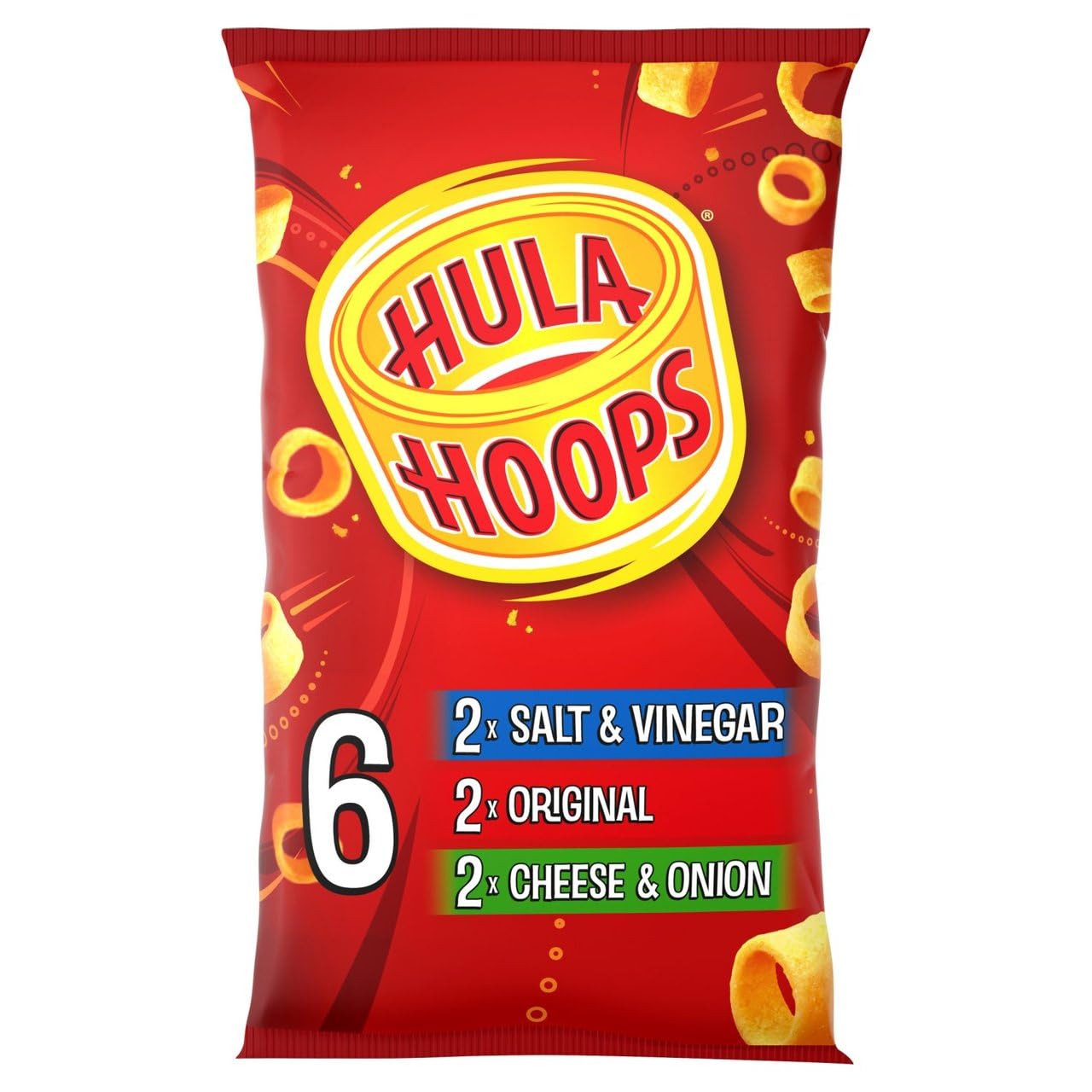 Hula Hoops Family Snack Pack - Cheese & Onion, Original, Salt & Vinegar Flavour Crisps, 144g 1