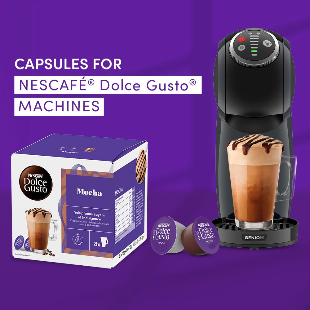 Nescafé Dolce Gusto Mocha Coffee Capsules - 48 Cups Total (3 Packs of 16) | Contains Cocoa