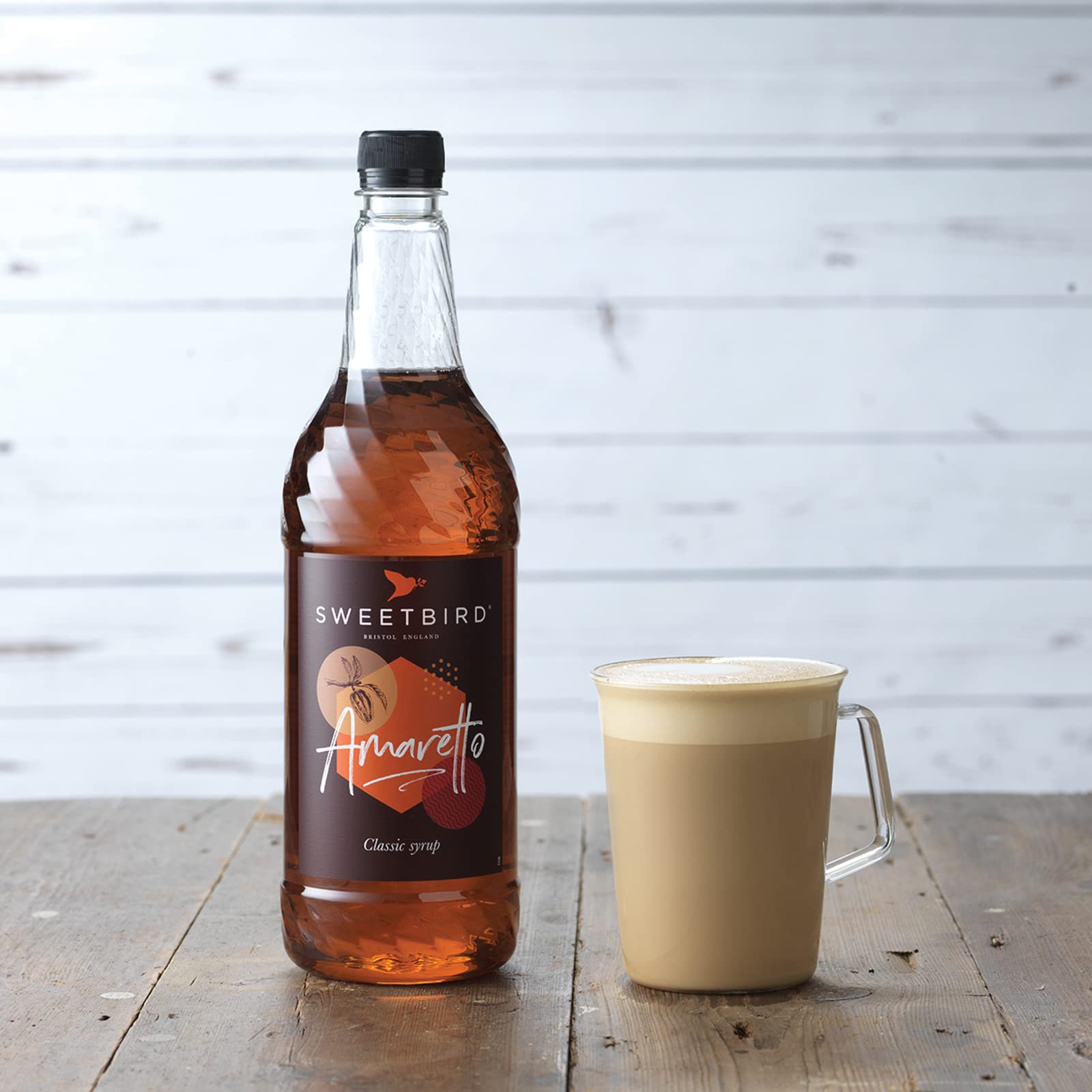 Sweetbird Amaretto Syrup - 1 Litre Bottle | Vegan Friendly | Natural Colours & Flavours 2