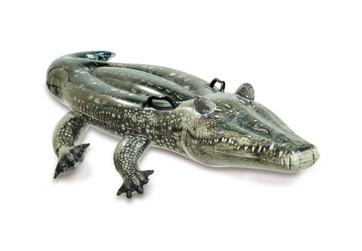 Intex Realistic Photo Printed Inflatable Gator Ride-On Pool Raft | 170 x 86cm | Ages 3+