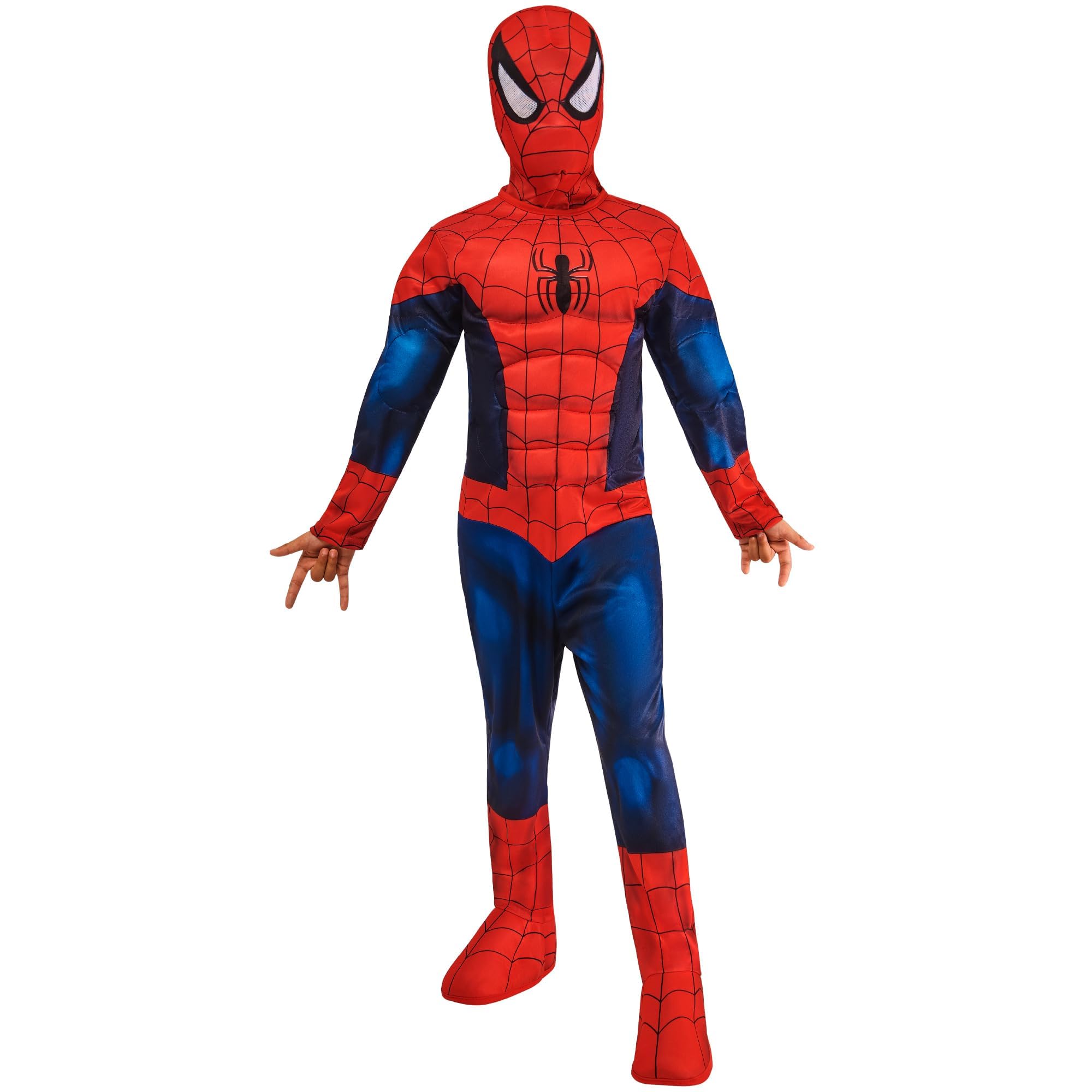 Rubies Official Marvel Spider-Man Deluxe Padded Muscles Child Costume | Size 3-4 Years