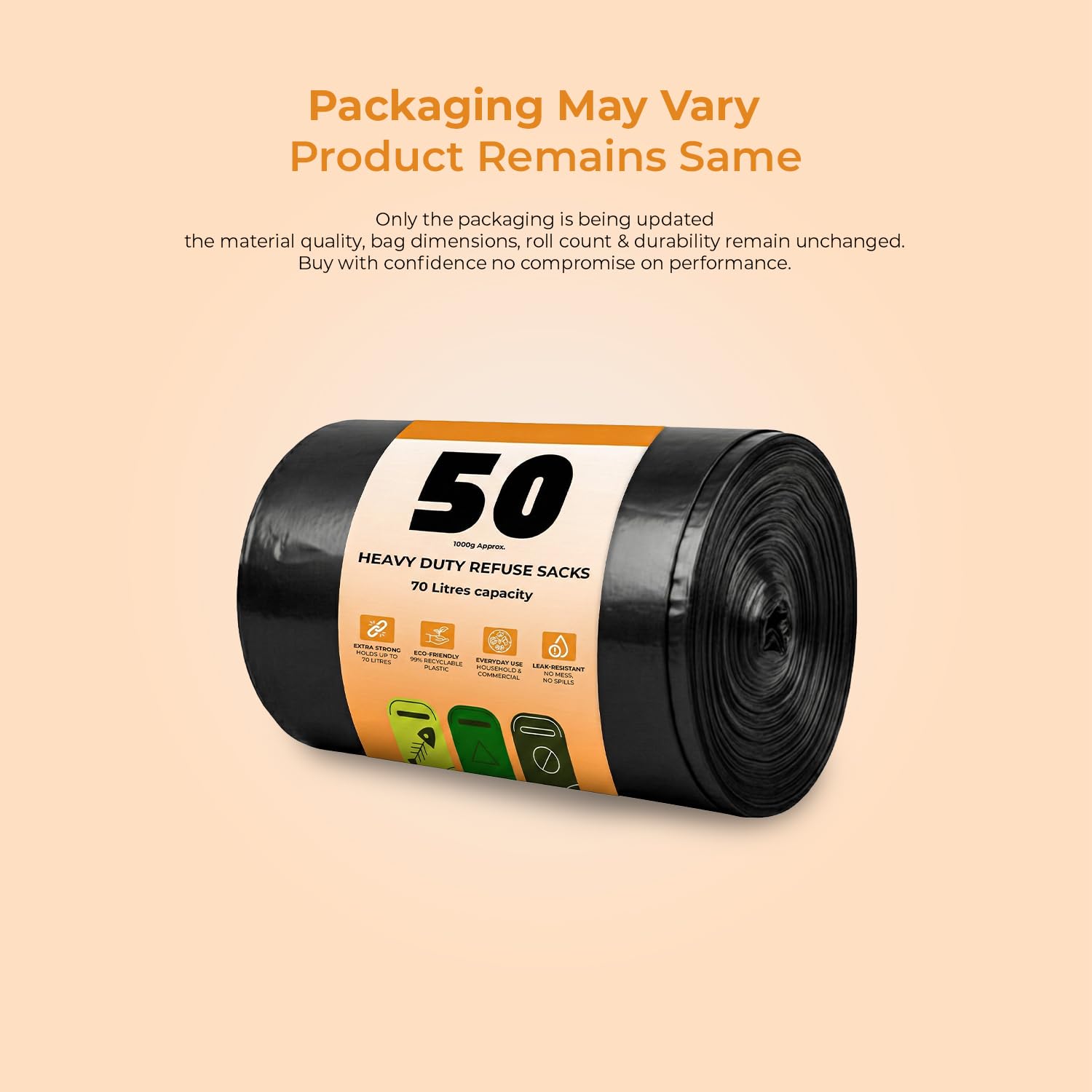 Scott 11 Black Bin Bags - 70L Capacity, 50 Count, 30 Micron Thick, Leak-Resistant 2