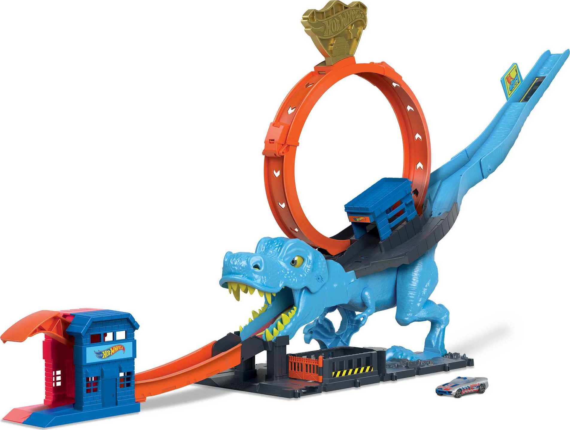 Hot Wheels City Racetrack - T-Rex Chomp Down Loop Stunt | Includes 1 Car | Ages 4+