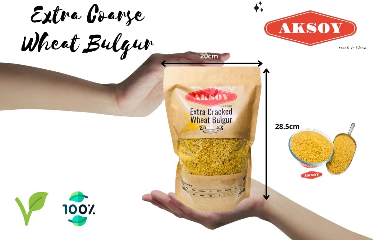 AKSOY Extra Coarse Wheat Bulgur - 1.25KG | Resealable Pouch | Vegan Friendly 3