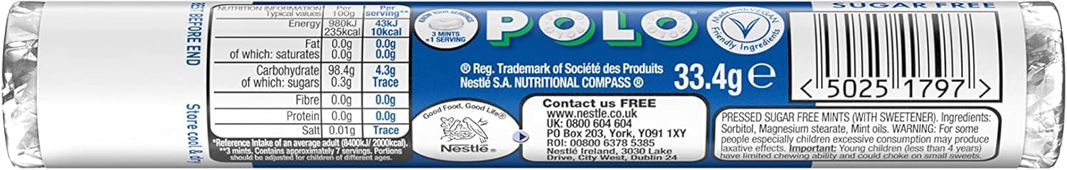 Nestlé POLO Extra Strong Zuckerfreie Pfefferminzbonbons, 32 x 33,4 g – Die Minze mit dem Loch 5