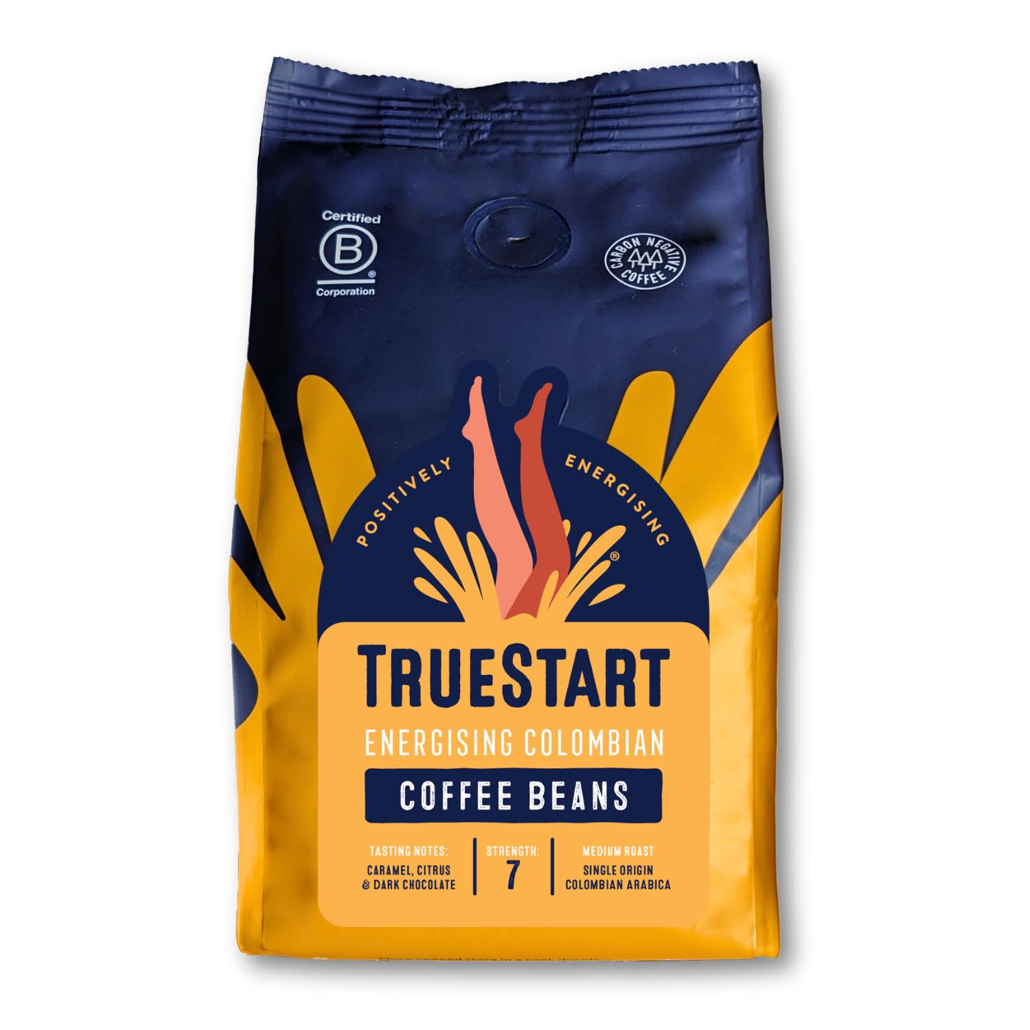 TRUESTART Energising Colombian Ground Coffee - Smooth Medium Roast, Mycotoxin-Free | 200g