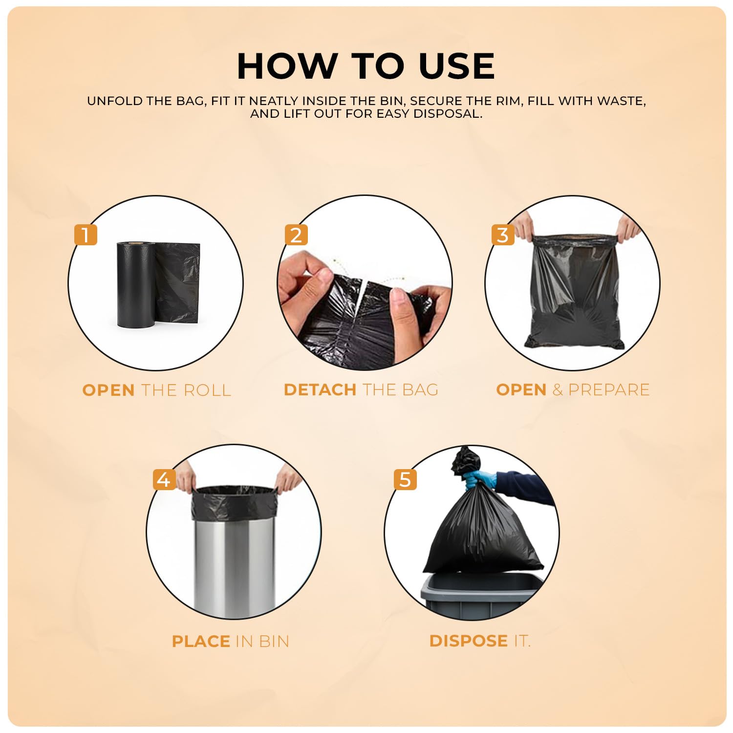 Scott 11 Black Bin Bags - 70L Capacity, 50 Count, 30 Micron Thick, Leak-Resistant 7
