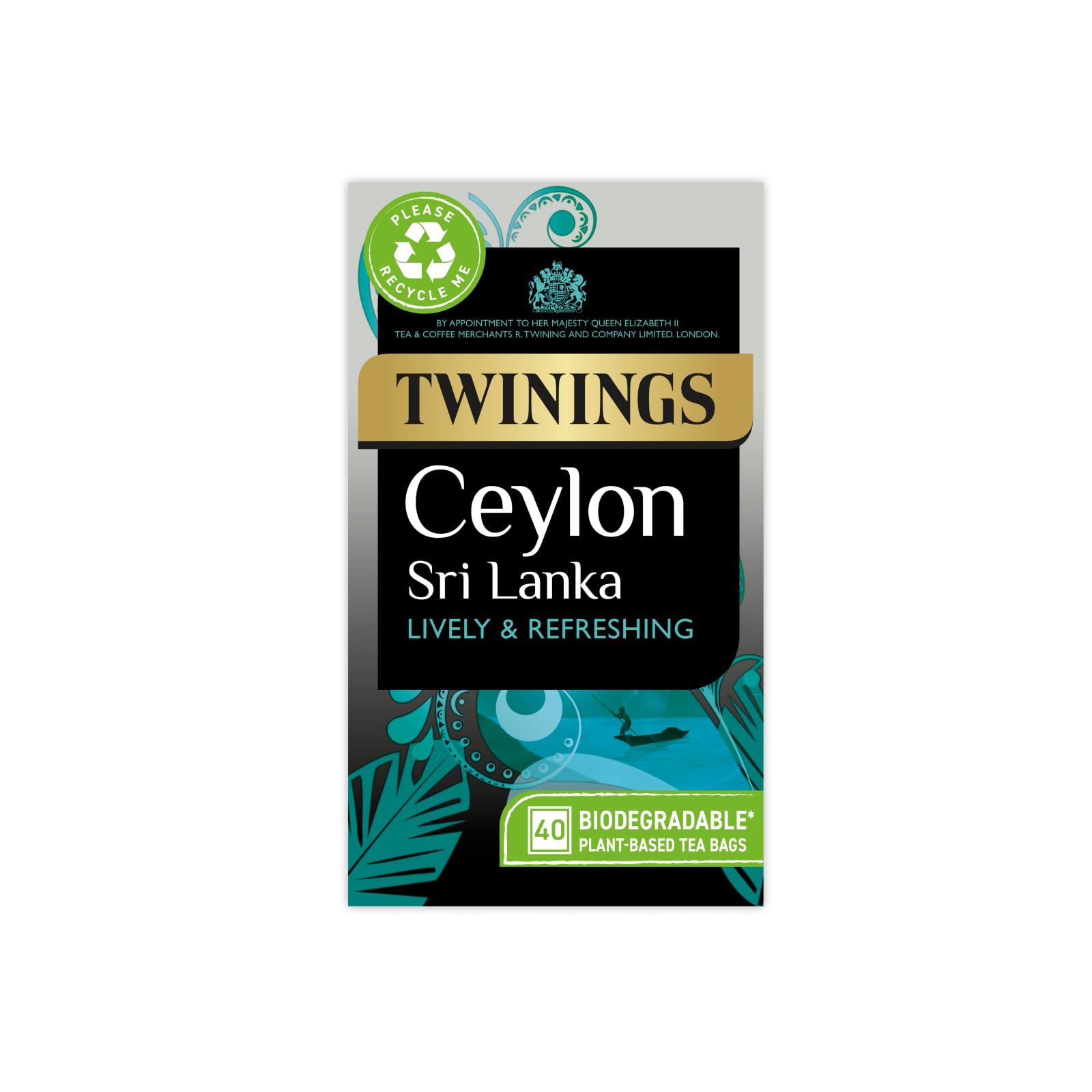 Twinings Ceylon Tea - Lively Crisp Refreshing Black Tea | 40 Teabags | Vegan | 100g