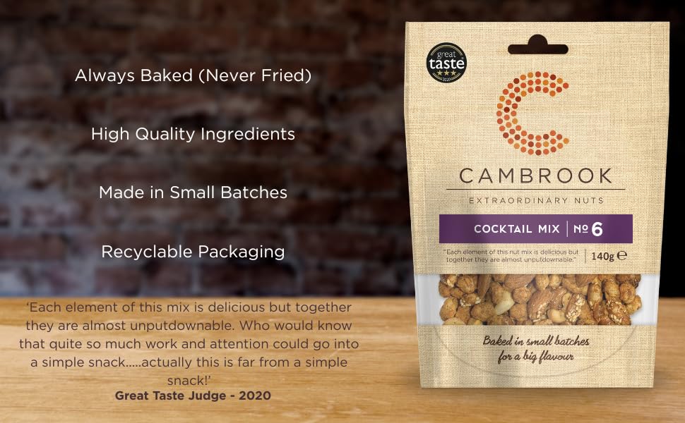 Cambrook Extraordinary Nuts Cocktail Mix 6 - Salted, Smoked & Caramelised Mixed Nuts | 140g