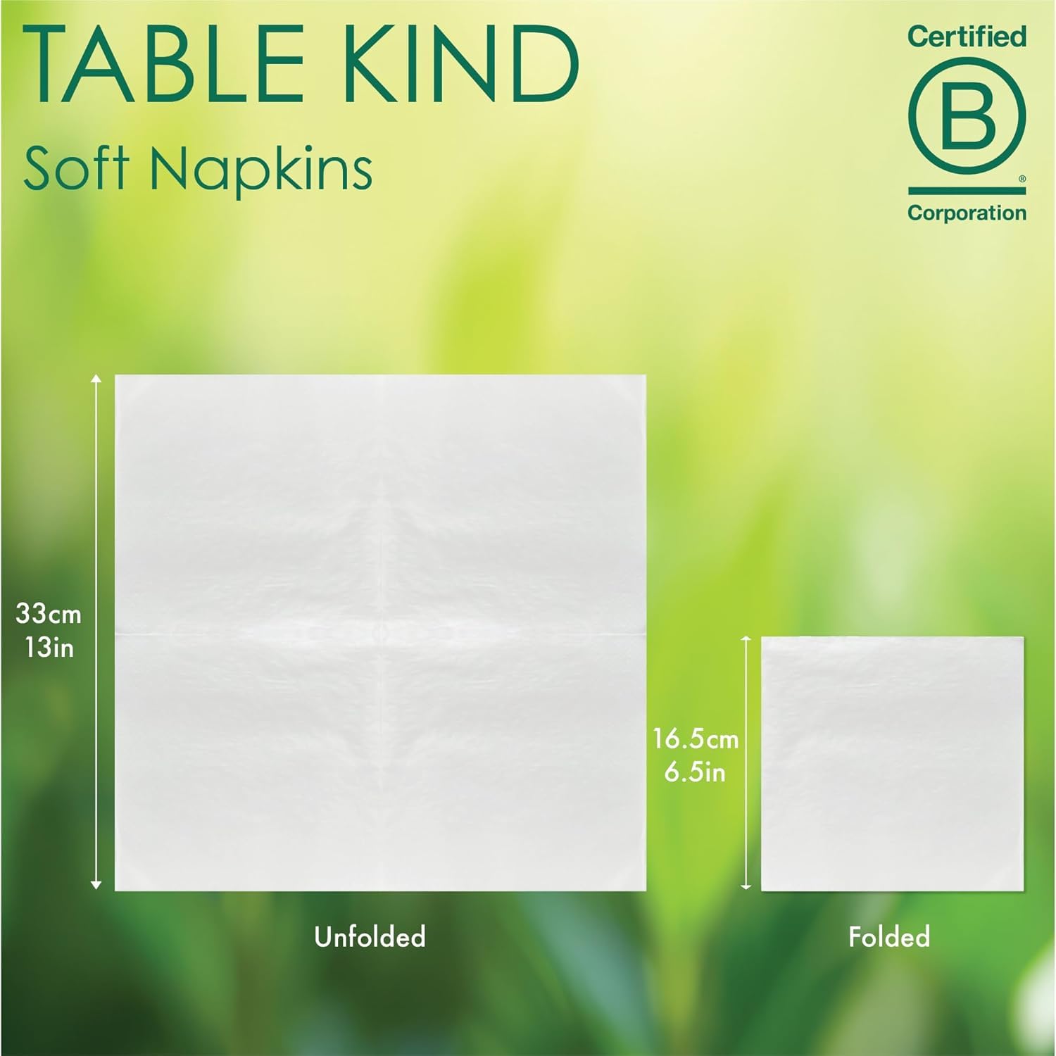 Talking Tables Table Kind Soft White Napkins - 100 Pack Bulk | 2-Ply 33cm | Home Compostable & Recyclable 9