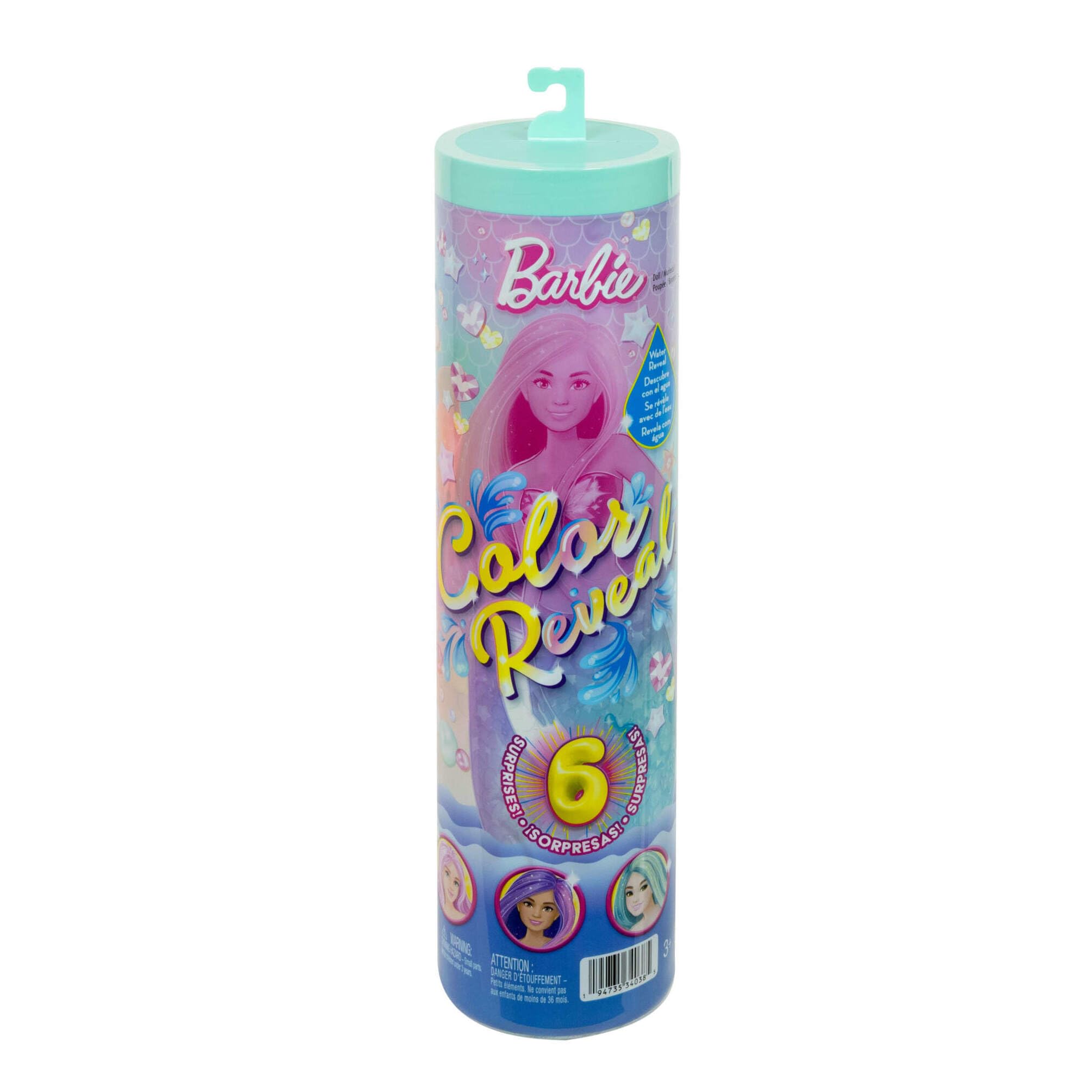 Barbie Color Reveal Mermaid Doll & 6 Surprises | Color Change Hair | Model JMW61 6