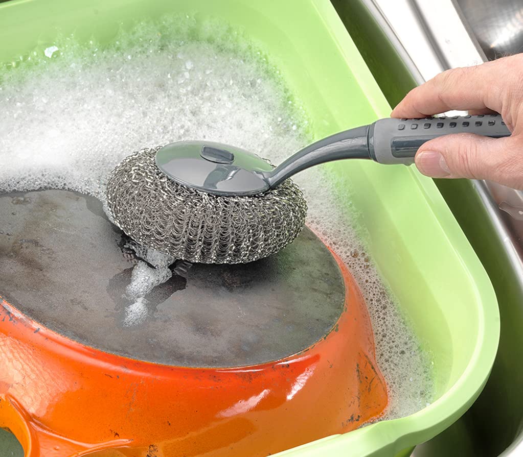 Addis 517706 ComfiGrip Long Handled Scourer Scrub Brush | Metallic Graphite | 26 x 10 x 12 cm 4