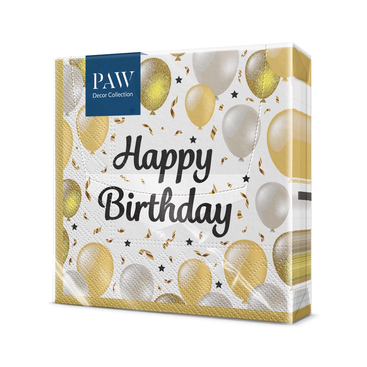 PAW Decor Collection Birthday Napkins - 3-Ply, Balloon Motif | 20 Pcs | 33 x 33 cm