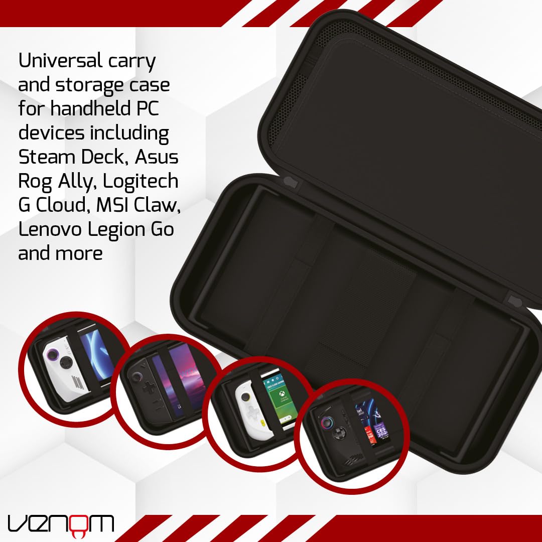 Venom Handheld PC Storage Case – Compatible with Steam Deck, Asus Rog Ally, 4