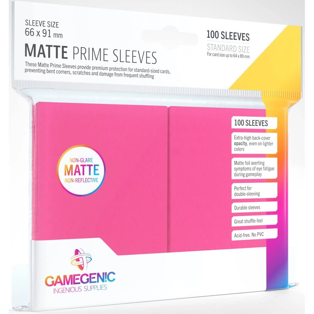 Gamegenic Matte Prime Sleeves - Anti-Glare Matte Finish | Perfect for Double-Sleeving | 100 Pack Pink
