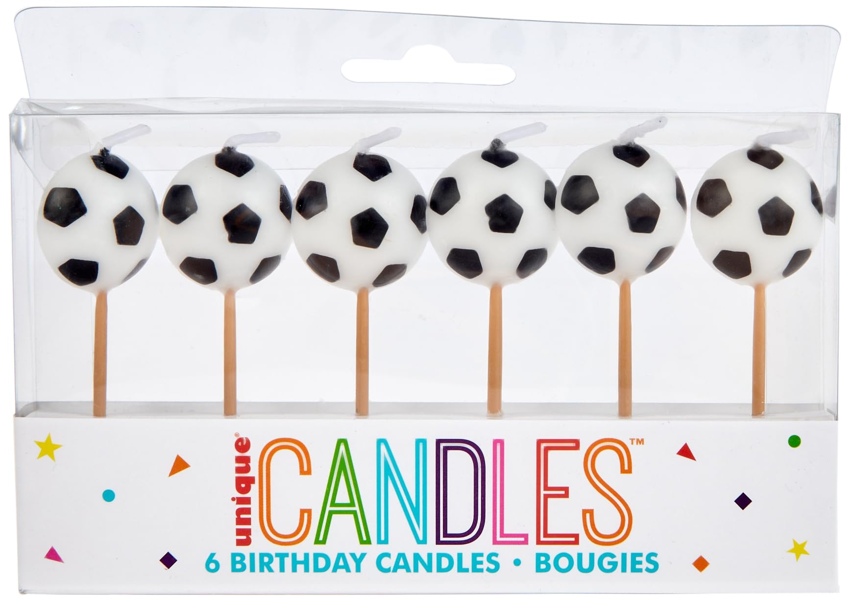 Unique Black & White Soccer Ball Birthday Candles - 7cm, Pack of 6 | Wax, Unscented