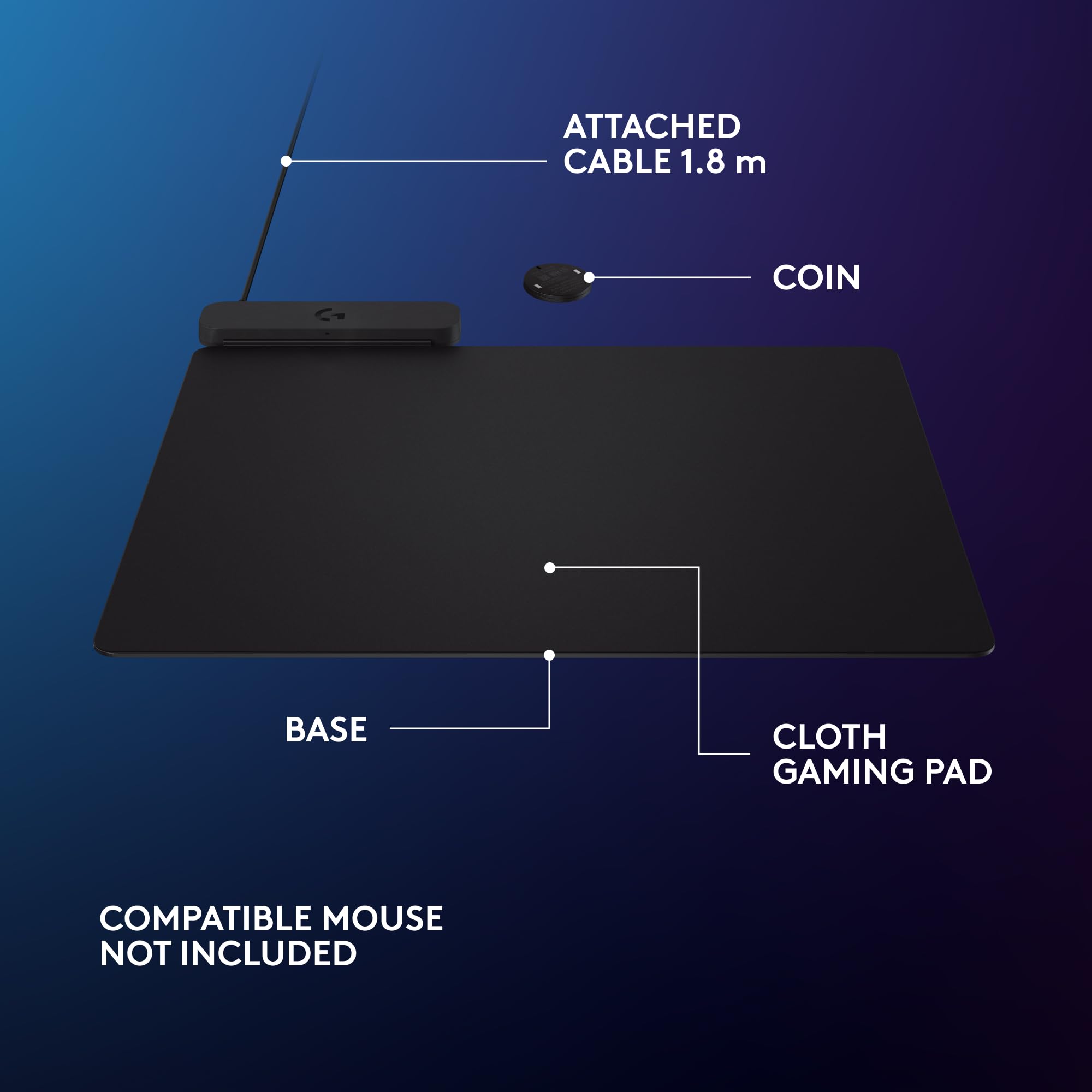 Logitech G POWERPLAY 2 Wireless Charging Mouse Pad for Compatible Gaming Mi