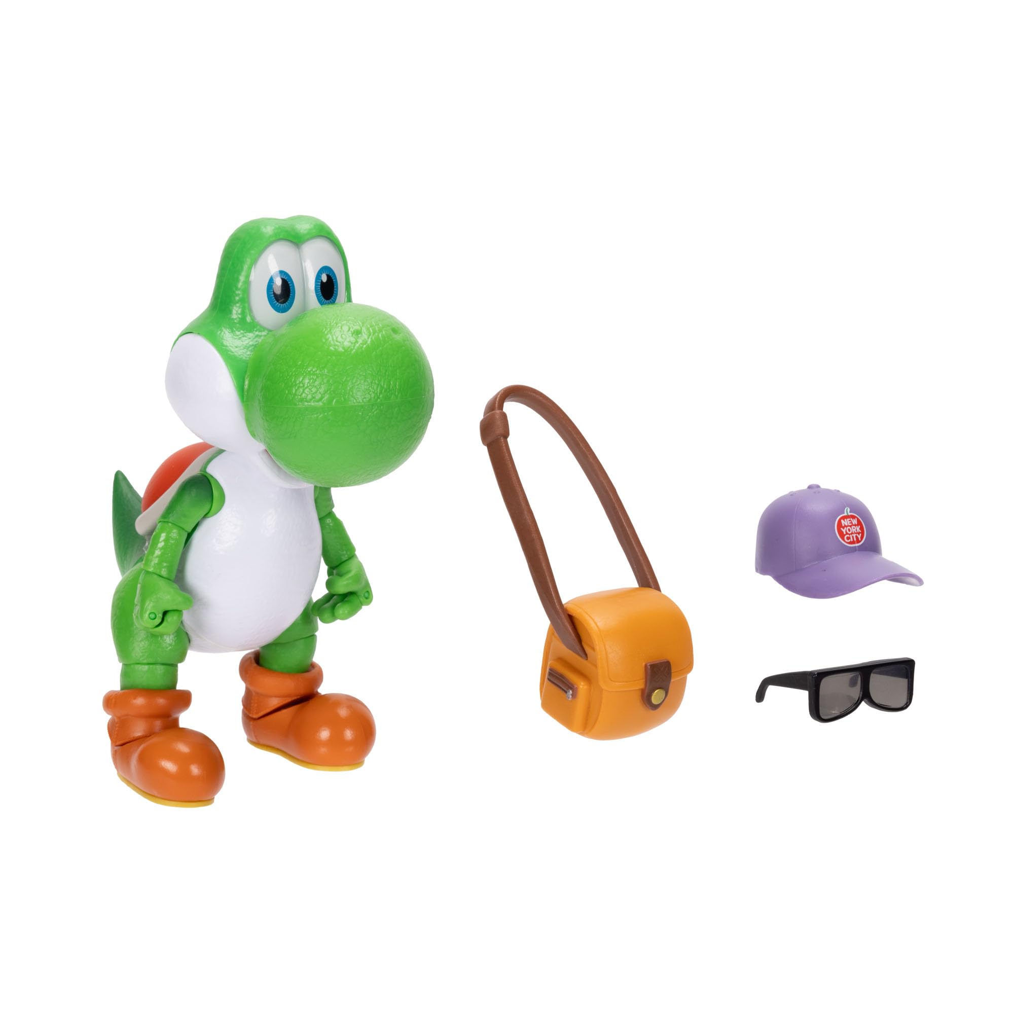 Jakks Pacific Super Mario Galaxy Movie Yoshi 5' Action Figure with Cap, Sunglasses & Satchel 8