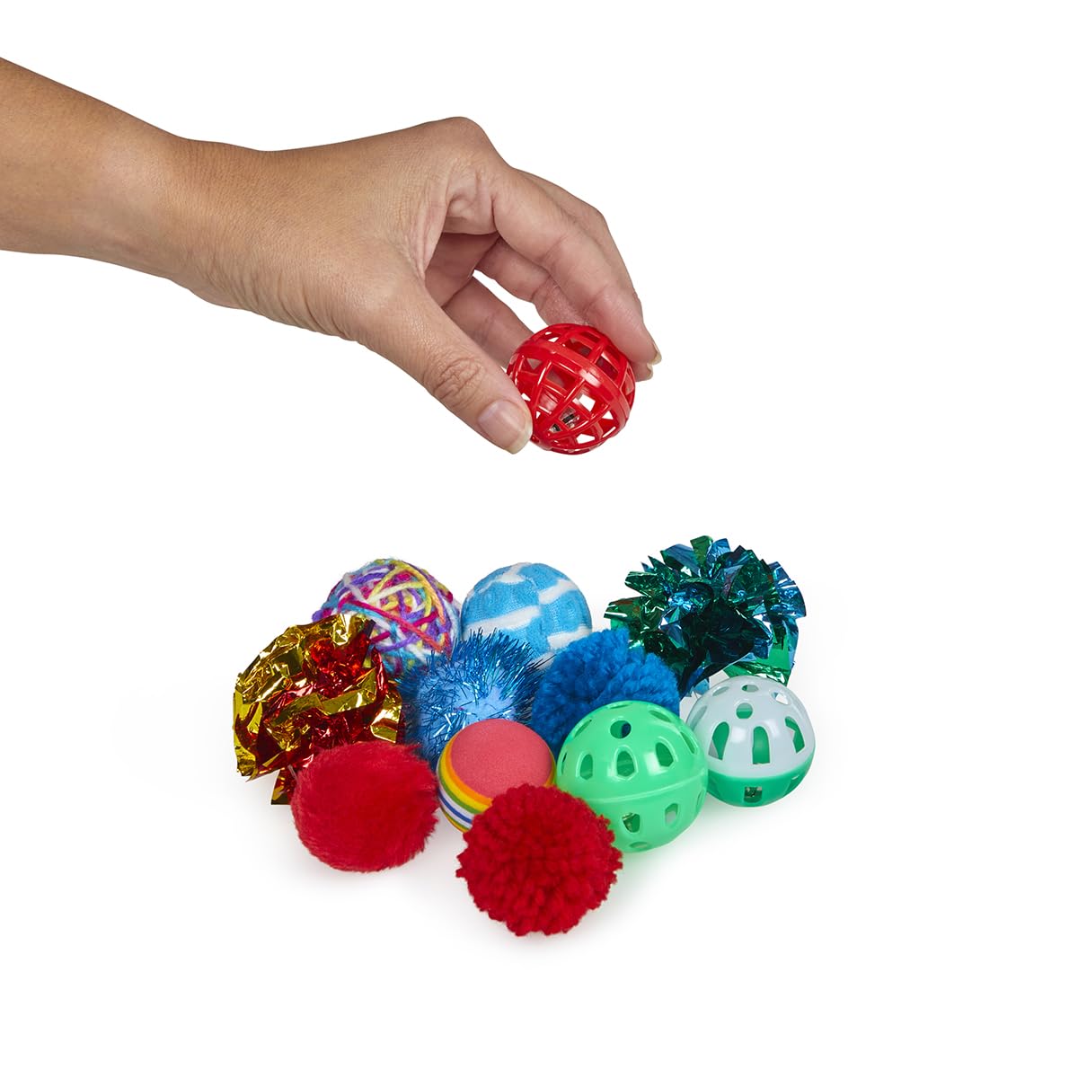 Petface Catkins Cat Ball Toys - Pack of 12 Assorted, Durable Plastic Balls for Cats 4