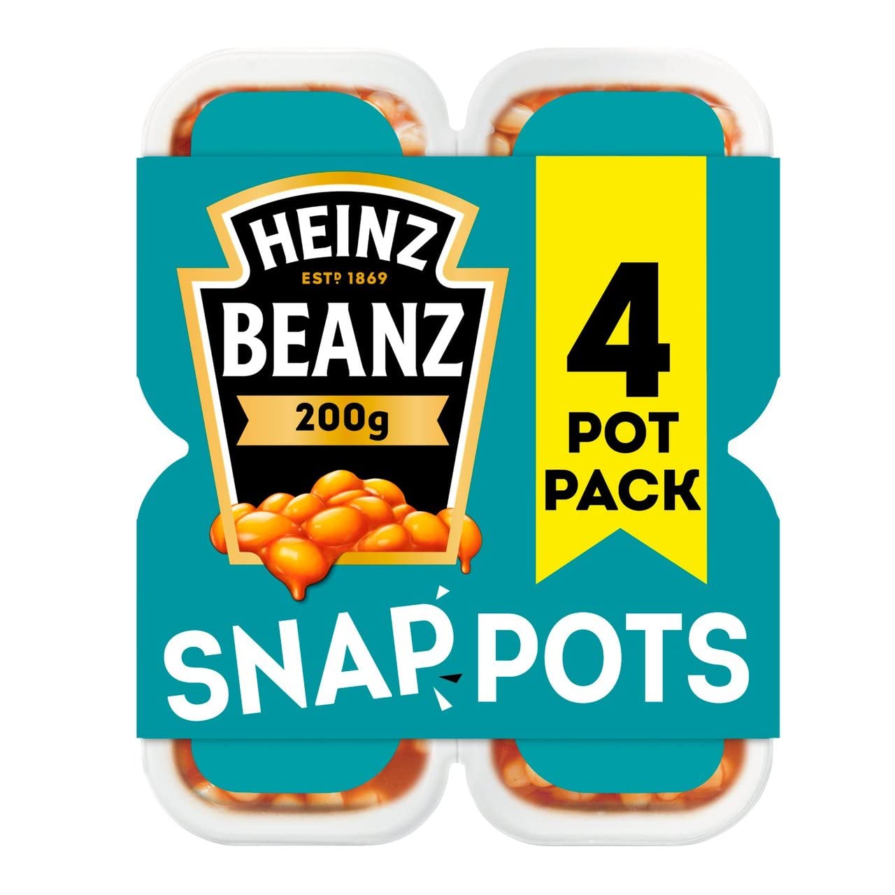 HEINZ Baked Beans Snap Pots 200g (Case of 6) | High Protein & Fibre | Vegan & Gluten Free