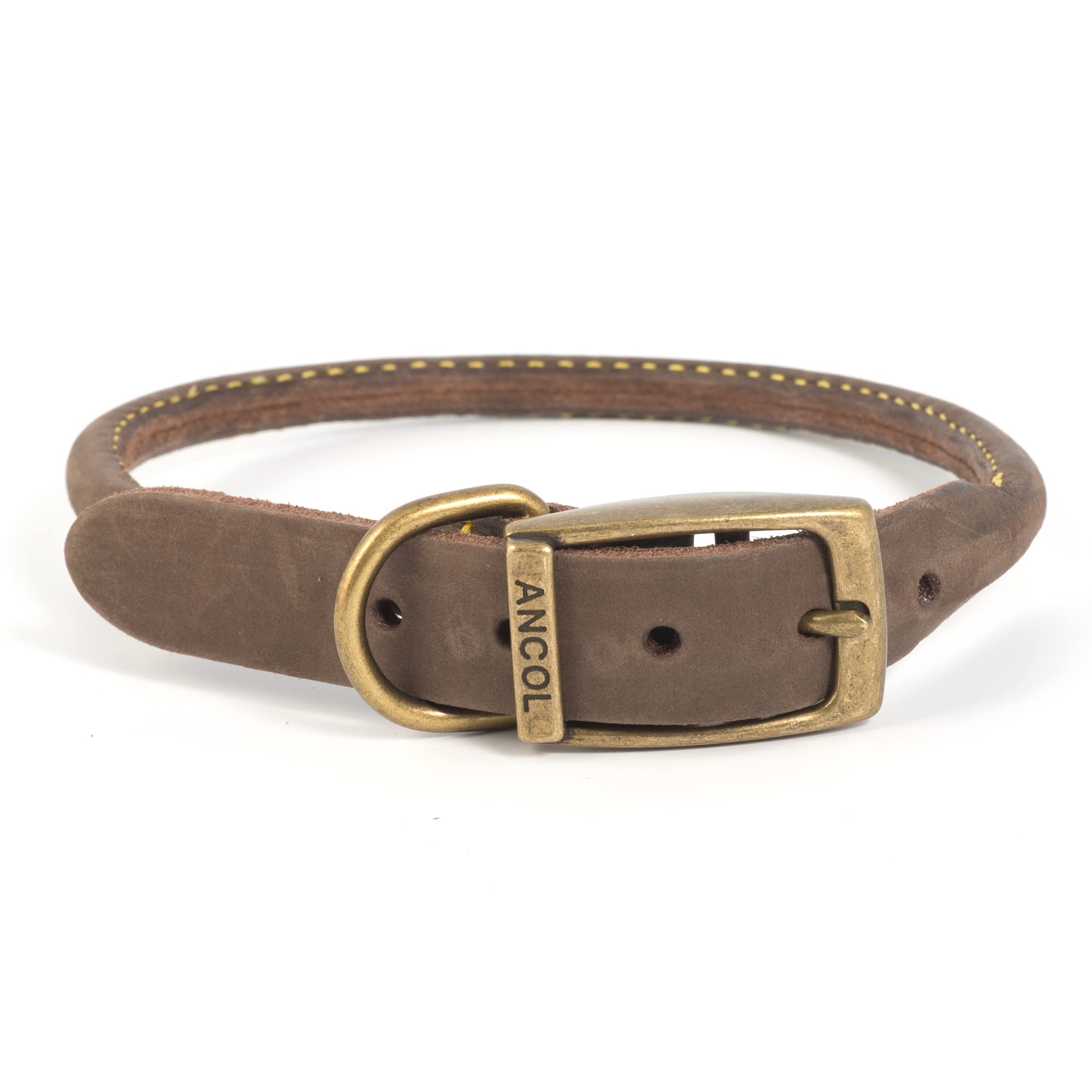 Ancol Timberwolf Round Leather Dog Collar - Sable | Size 5 (39-48cm)