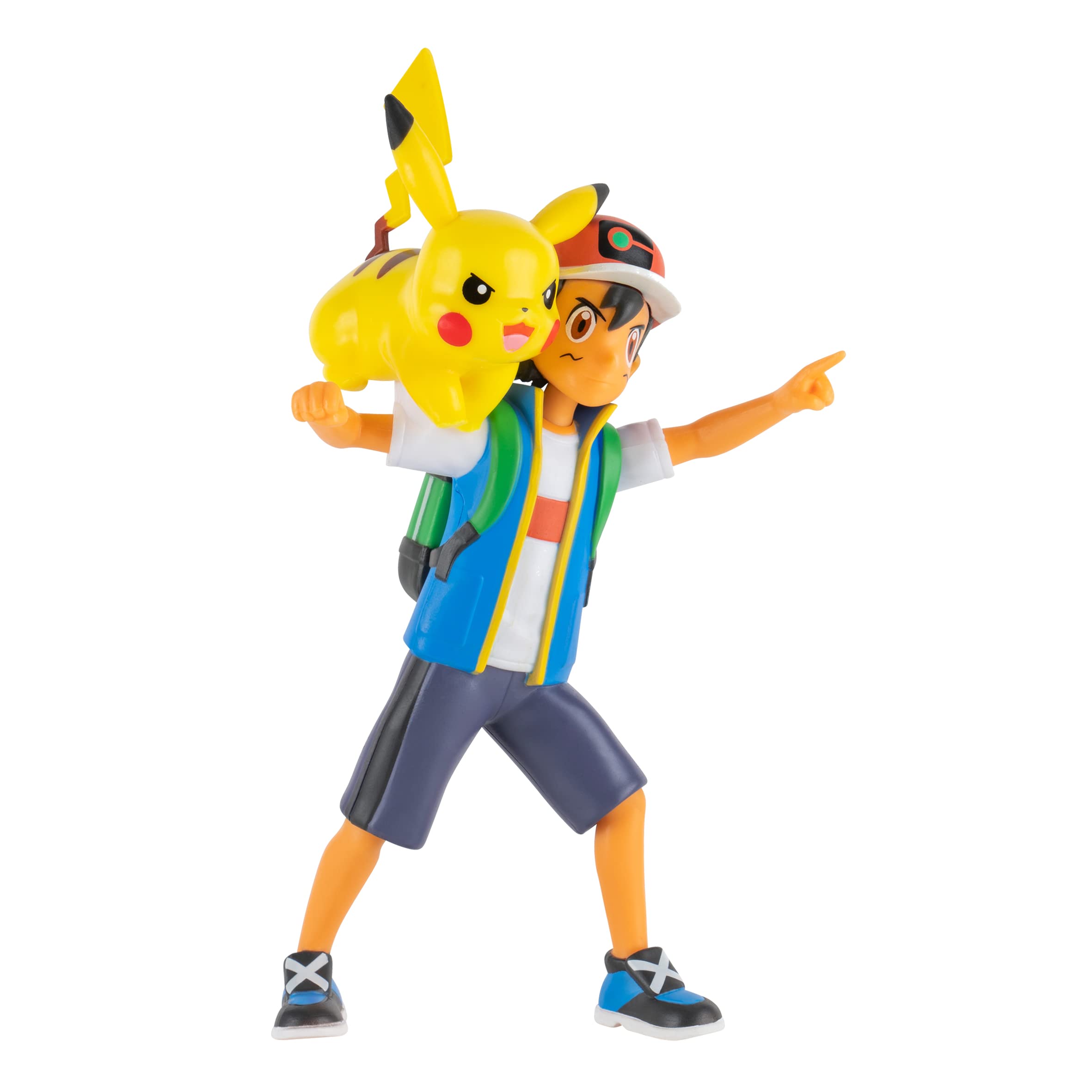 Pokémon Ash & Pikachu Battle Feature Action Figure Set | 4.5-Inch Ash, 2-Inch Pikachu | Ages 6+