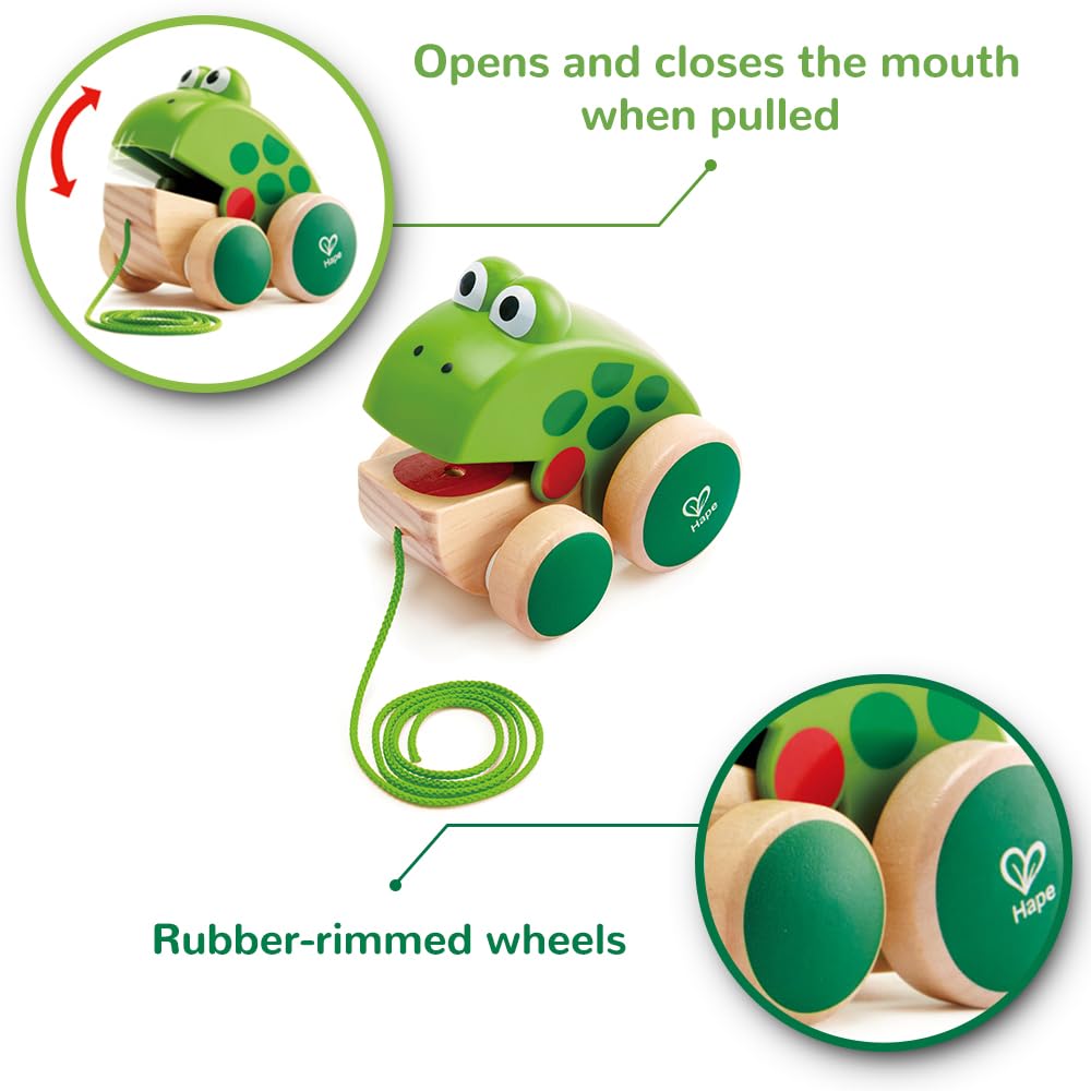 Hape Wooden Frog Pull Along Toy - Encourages Mobility & Independence | Ages 12 Months+ 5