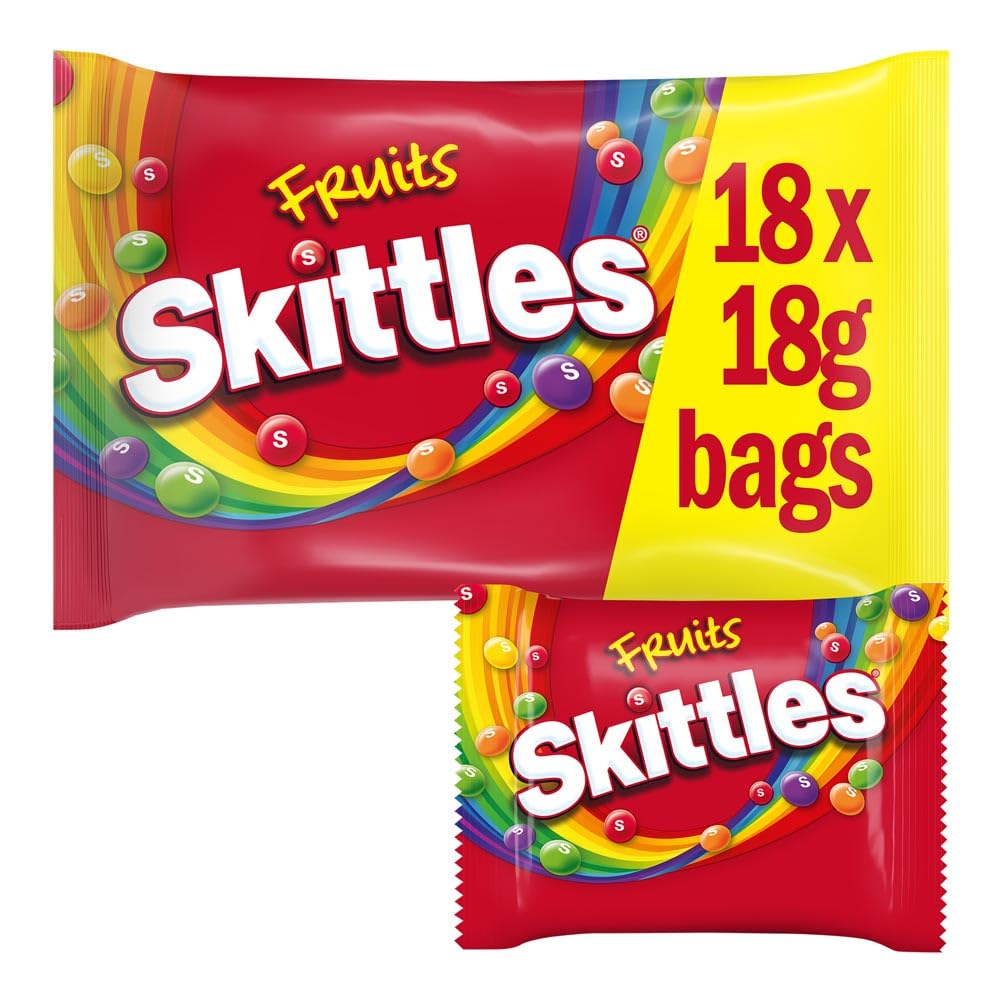 Skittles Original Fruit Chewy Sweets Party Pack - 18 Bags | 324g | Vegan Friendly