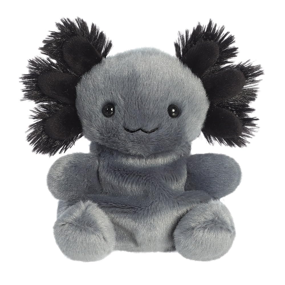 AURORA Palm Pals Onyx Axolotl Stuffed Toy - 13cm Grey Soft Toy | Recycled Fill