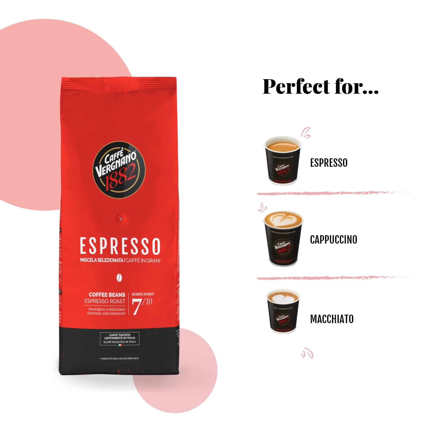 Caffè Vergnano 1882 Espresso, ganze Bohnenkaffee – 1-kg-Packung 4