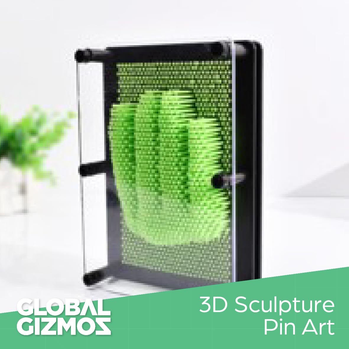 Global Gizmos Glow in the Dark Pin Art Impression Toy | 18cm x 13cm Desktop Sculpture Gadget | Ages 3+ 7