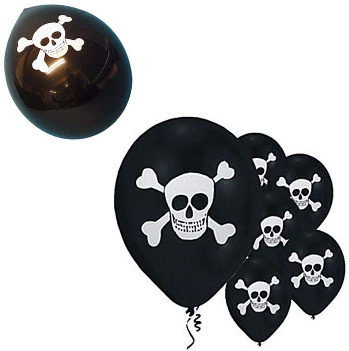 SHATCHI Pirate Party Balloons - 15 Pack Latex Skull & Crossbones | Black | Unisex Children 5